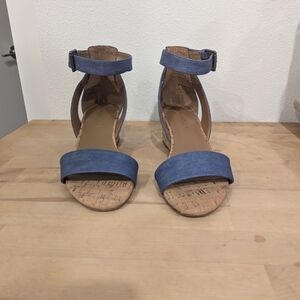 Aerosols Denim Sandal with Cork Wedge, 9W